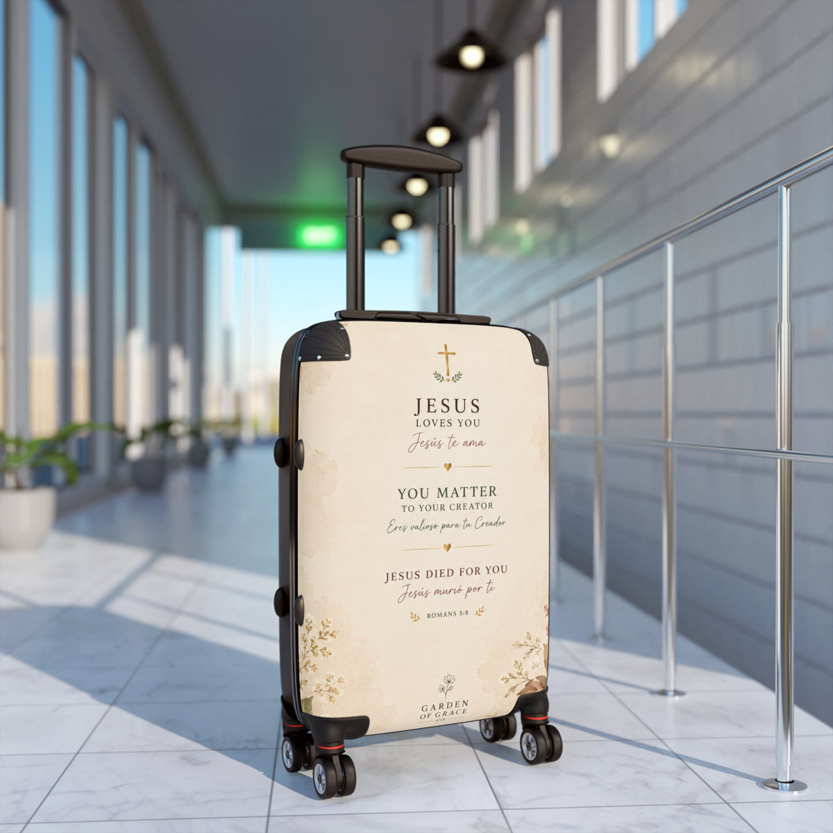 Christian Message Carry-On Suitcase – "Jesus Loves You" Inspirational Travel Luggage