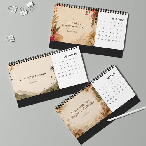 2027 Floral Desk Calendar — Simplex Grid Desk Calendar