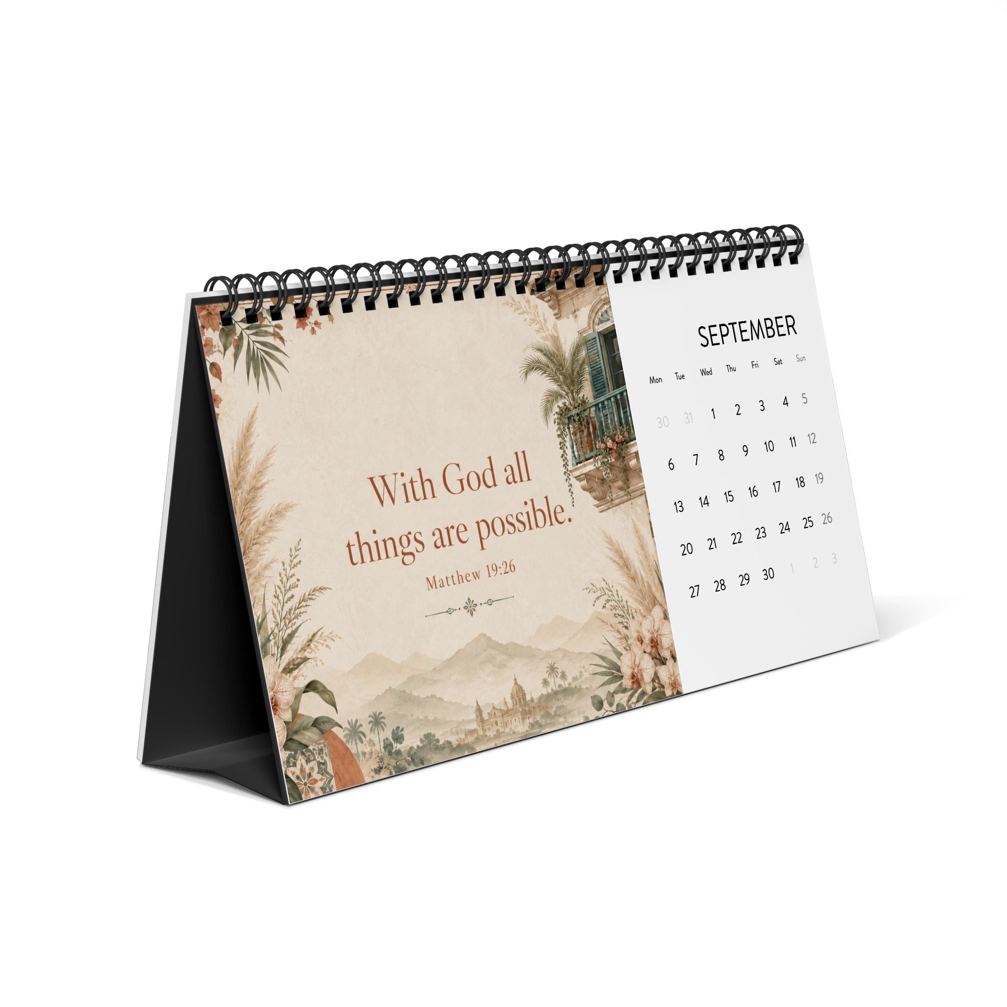 2027 Floral Desk Calendar — Simplex Grid Desk Calendar