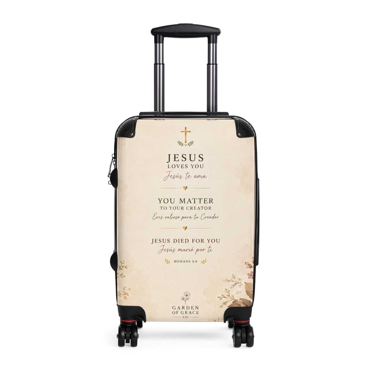 Christian Message Carry-On Suitcase – "Jesus Loves You" Inspirational Travel Luggage