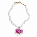 Preserved Colombian Orchid & Natural Stone Necklace